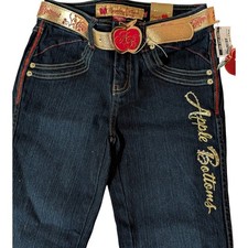 Vintage Apple Bottoms Girls Jeans  Size 12  NWT  Dark Wash w/ Signature Gold Belt