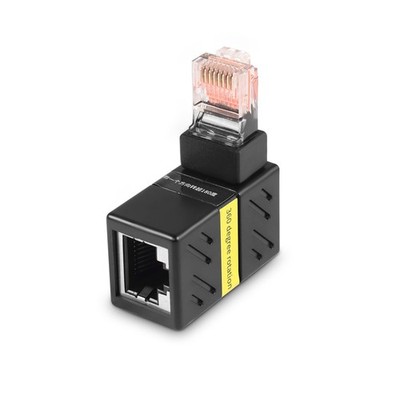 HATMINI Gigabit 360 Degree Ethernet Adapter，90 Angle Network LAN black