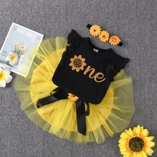 Baby Girl First 1st Birthday Outfit Tutu Skirt Dress  Headband Cake Smash Party