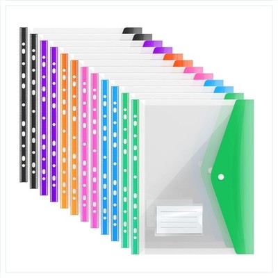 Dokumententasche A4 Abheftbar Sichttasche Erweiterbar 12er Pack mit Druckknopf