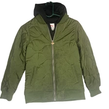 Appaman Boys Size 12 Coat Jacket Full Zip Long Sleeve Hooded Puffer Black Green