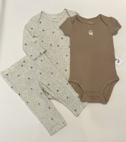 Carters Bebé Niña Ropa 6 Meses Pantalones Body Conjunto de 3 Piezas Lindo Conjunto de Búho Nuevo - Imagen 2 de 4