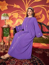 Muslim Women Abaya Dubai Kaftan Plus Size Long Sleeve Maxi Robe Evening Cocktail