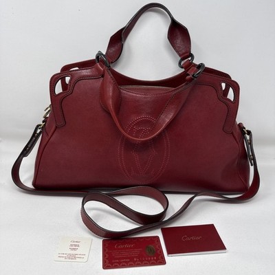 Cartier バーガンディ ハンドバッグ Cartier Must de Cartier Burgundy Handbag /Crossbody Leather Bag | eBay