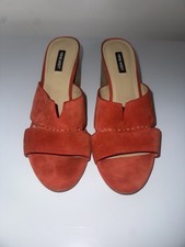 Nine West Red Suede Block Heel Mule Sandals Women’s Size 10M Slip On Open Toe