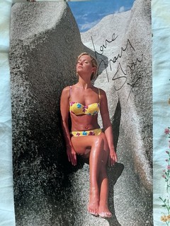 One Postcard Sized Photograph & Six Hello / FHM Pictures Signed By Tracy Shaw
