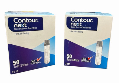 2 x 50 Strips each = 100 Contour Next Blood Glucose Test Strips EXP 6/27