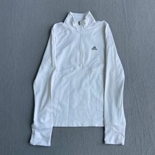 Adidas Womens S White Quarter Zip Pullover Long Sleeve Athletic Training Top