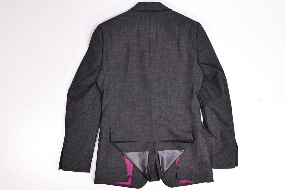 Jaqueta Blazer Charles Tyrwhitt Extra Slim Fit Lã Merino Cinza Sólido 38 L - Imagem 3 de 4