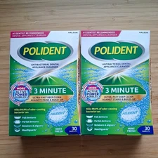 Lot of 2 Polident 3 Minute Antibacterial Dental Appliance Cleanser - 60 Tablets 