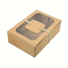5/10Pcs, New Large Kraft Paper Box, Cookie Candy Cake Gift Box, PVC Transparent
