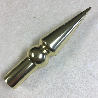 Round Spear Topper for Flagpole Finials 8'' Long - Brass