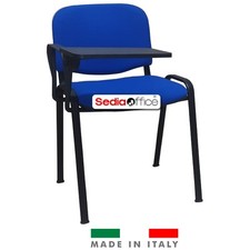 Sedia Con Tavoletta Scrittoio Per Conferenza Corso Scuola Ufficio Tessuto Blu