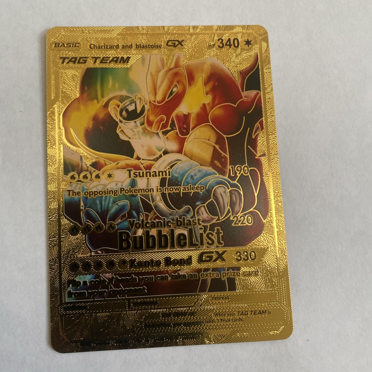 Charizard & Blastoise Tag Team GX Gold Foil Fan Art Card