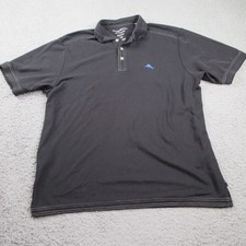 Tommy Bahama Islandzone Polo Shirt Men's Medium Black Supima Cotton Classic