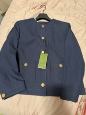 GUCCI UNIFORM Woman GOLD METAL BUTTON POCKETS BLAZER CLASSIC JACKET Size 44