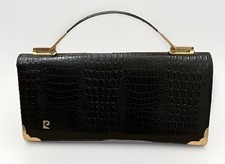 Pierre Cardin vintage Y2K black Real leather croc embossed clutch bag/ hand bag 