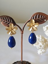 Orecchini A Goccia CWWZircons In Zirconia Blu Reale - Borchie Eleganti A Forma Di Foglia Per Donna, Regalo Di Moda