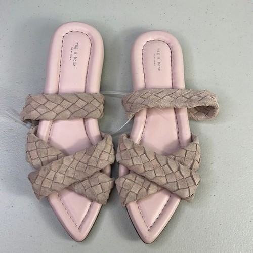 Sandale coulissante bout pointu en daim tressé pivoine Lewis Rag & Bone neuve sans étiquette taille 7,5 - Photo 2 sur 7