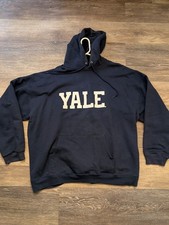 y2k Vintage Hanes Yale University Faded Navy Blue Distressed Hoodie Sweatshirt L