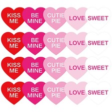 50 Pcs Valentine's Day Heart Cutouts Cut-Outs Red Pink White Conversation Heart