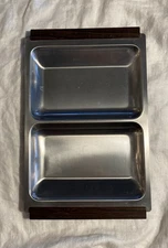 Kalmar Stainless Steel Dish Tray - Teak Wood Handles 13” x 8.5” Made in DENMARK