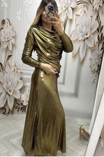 ZARA WOMAN NWT FW23 LIMITED EDITION DRESS WITH DRAPED DETAIL GOLDEN 8249/780 S