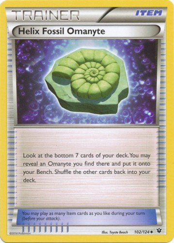 Helix Fossil Omanyte - 102/124 - Uncommon (Near Mint) XY Fates Collide - Trainer
