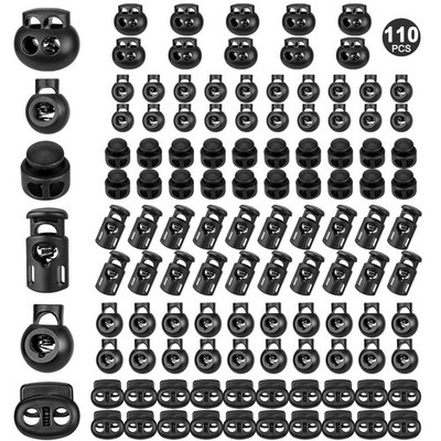 110 Pcs Plastic Cord Locks Spring Toggle Stopper for Drawstring Paracord Bags