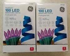 GE StayBright 200 Purple Mini LED Lights Green Wire Indoor/Outdoor(LOT OF 2)