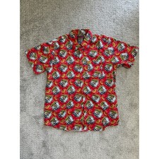 DXXON Flannel Sausage Fest Hot Dog Truck Graphic Button Up Shirt Red Large