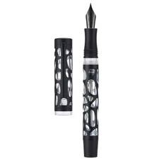V169 Vacuum Filling Fountain Pen, Matte Black Water Drop Skeleton Transparent...
