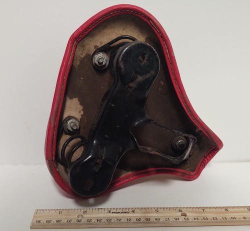 Vintage Troxel Bicycle Leather Seat Classic Saddle Red & White for Restoration - Picture 13 of 14