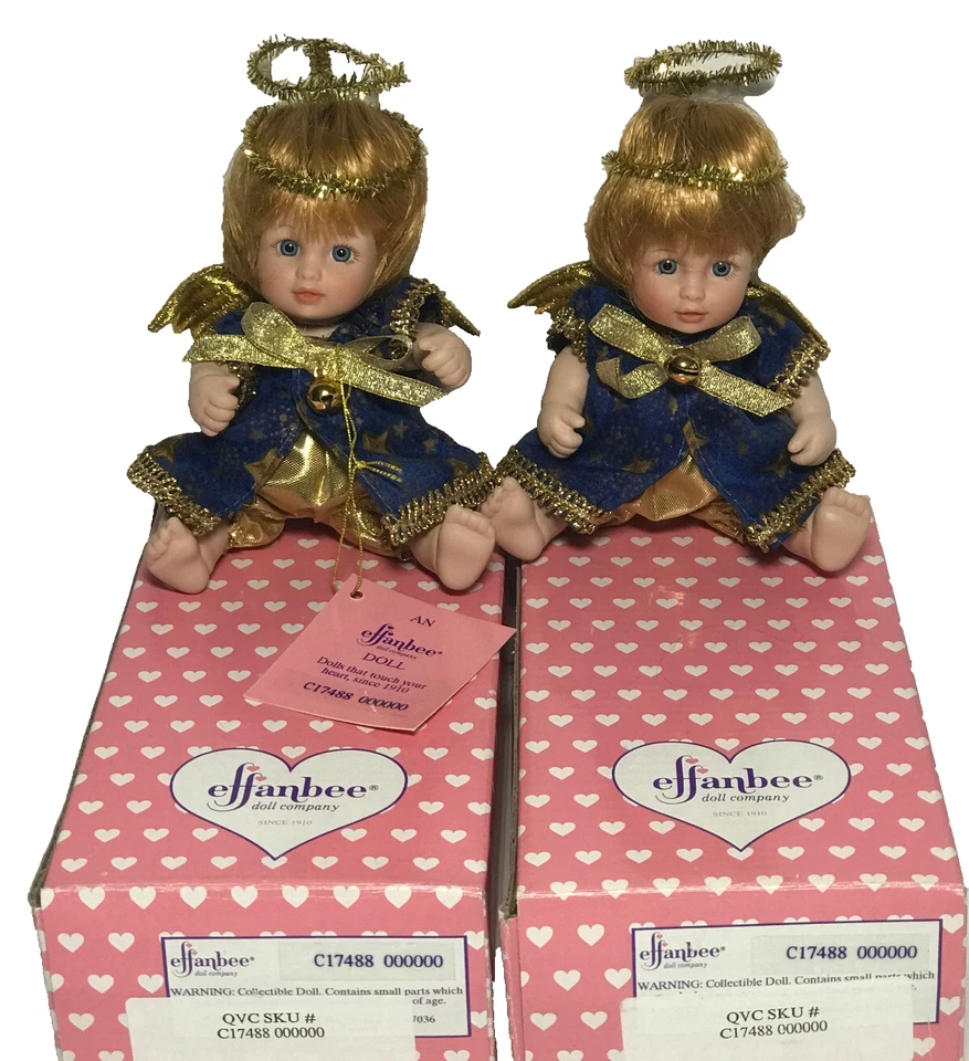 Vintage EFFANBEE Collection 2 Dolls THE LITTLEST ANGEL BABY Porcelain New in Box - Image 2 of 4