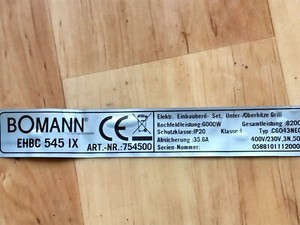 Türdichtung  für BOMANN EHBC545IX  E-Herd / Backofen.TOP.