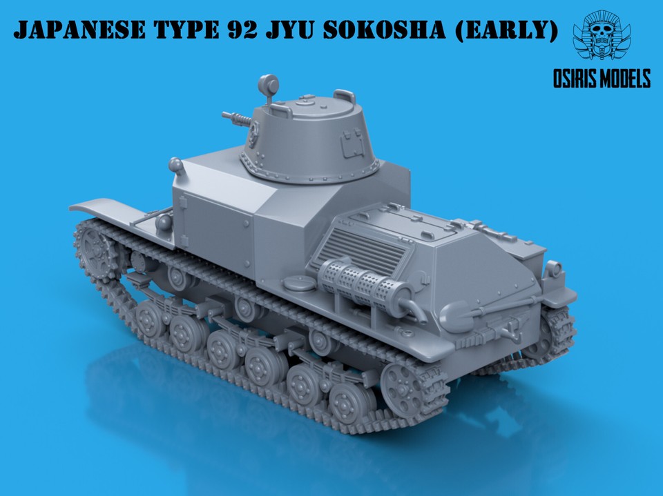 Maquette 3D Imprimée - Char Japonais Type 92 Jyu-Sokosha (early) - Échelles 1/56, 1/72, 1/87, 1/100