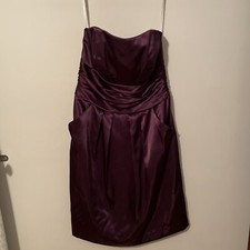 Davids Bridal Eggplant/Dark Purple Satin Pleated Strapless Dress Womens Size 8