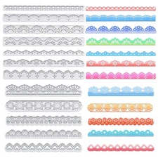 12 Pcs Lace Border Die Cuts for Card Making Flower Banner Cutting Dies Metal ...