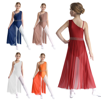 Kinder Mädchen Eiskunstlauf Kleid Ärmellos Tanzkleid Glitzernd Ballettkleid