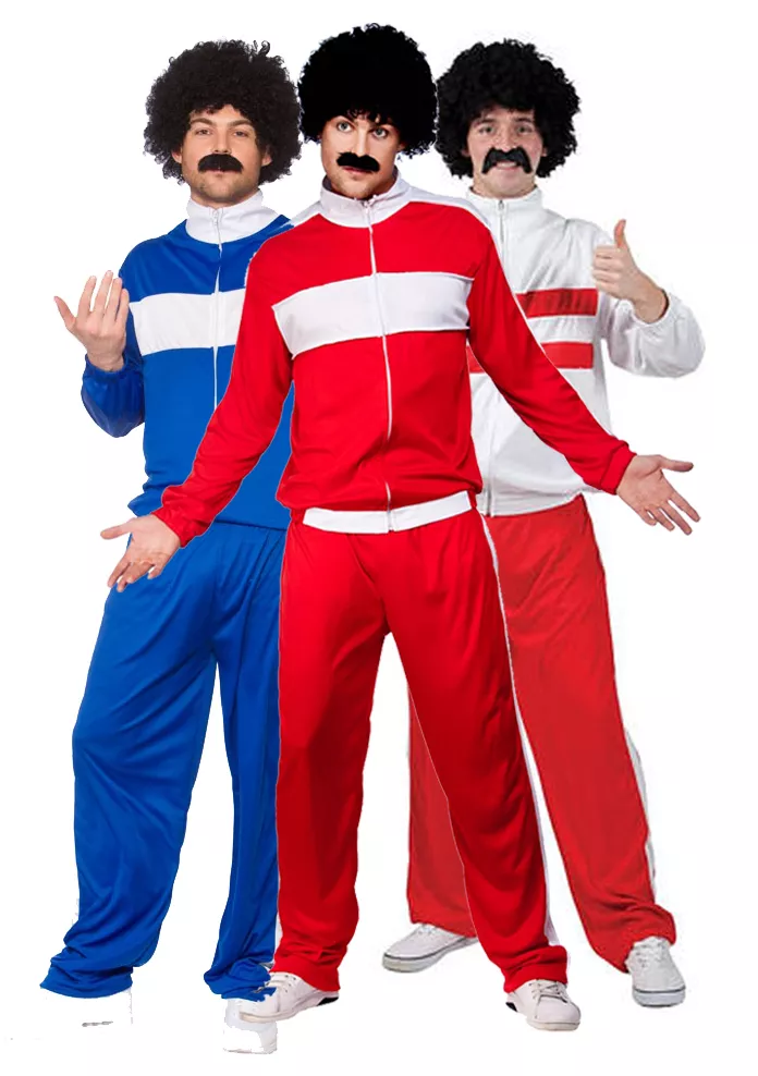 Athlete Trackie Mens Fancy Dress 80s Scouser Adult Fancy Dress Costume  Tracksuit