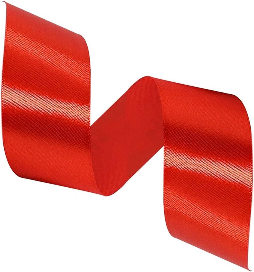Red Ribbon 11/2 Inch, 25 Yards Solid Satin Fabric Ribbons for