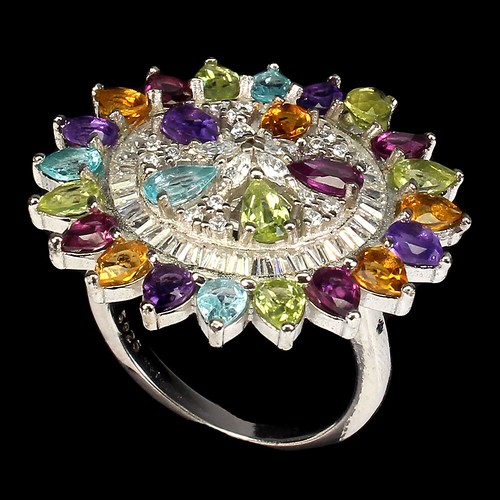 925 Sterling Silver Ring Pear Amethyst 5x3mm Simulated Cz Gemstone Jewelry 8.5 - Picture 2 of 14