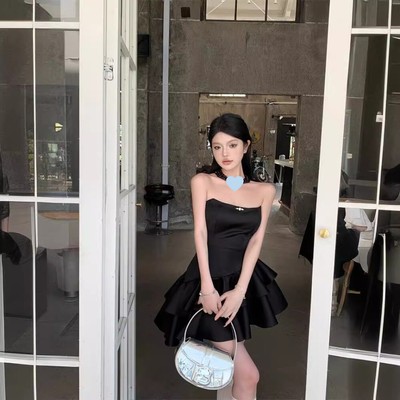 Ruffles A Line Dress High Waist Slimming Dress Fashion Mini Dresses