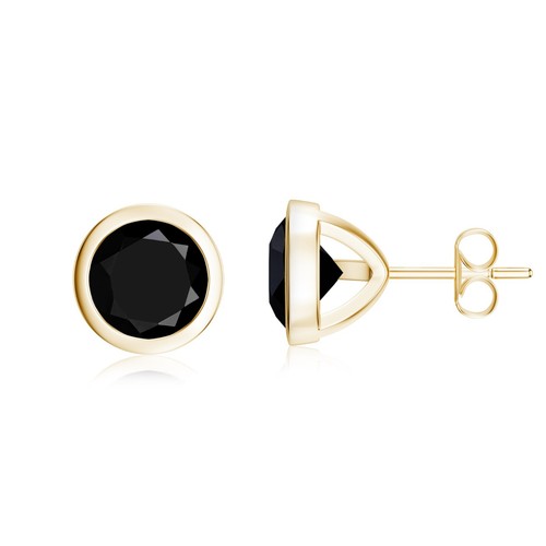 Round Cut Natural Gemstone Stud Earring For Women with Screw Back, Bezel set - Picture 58 of 145