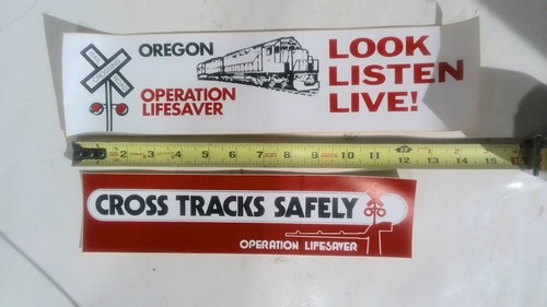 VINTAGE 4 Railroad Crossing Train Locomotive Bumper Stickers LOOK LISTEN LIVE! - Picture 2 of 4