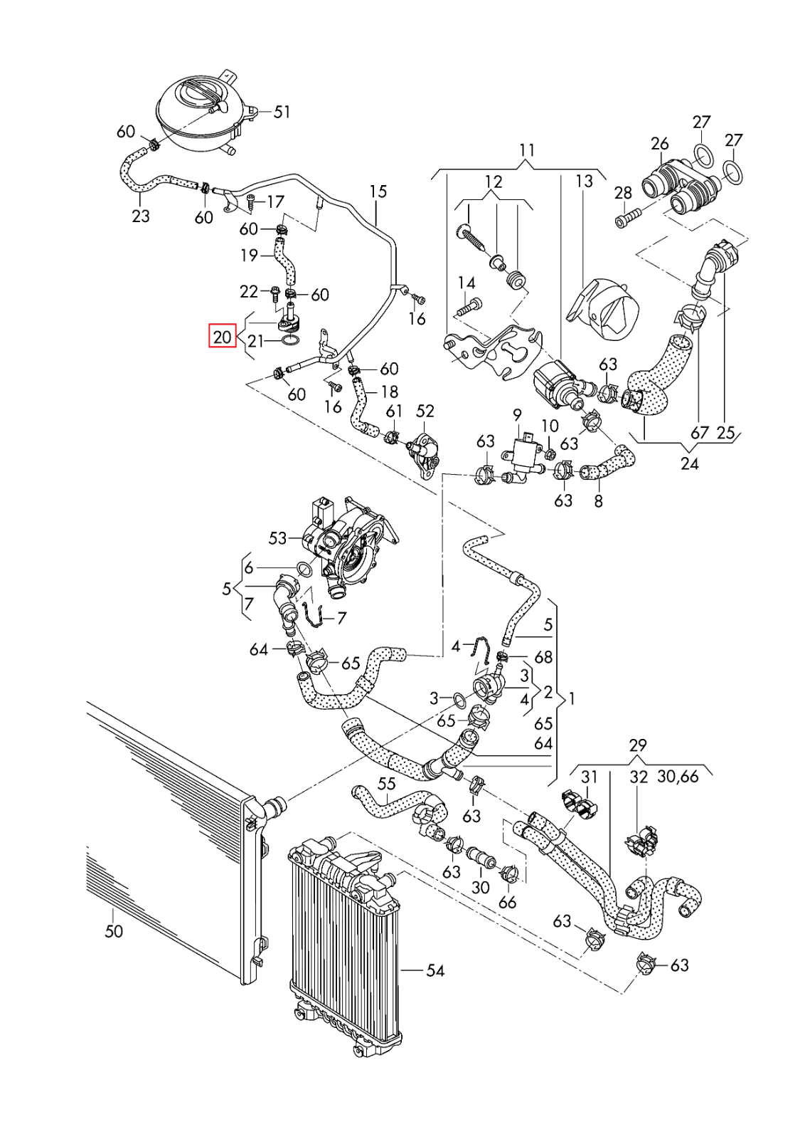 NEW GENUINE AUDI VOLKSWAGEN COOLING HOSE ADAPTER BREATHER ASSEMBLY