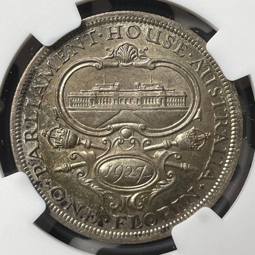 1927 Australia Parliament 1 Florin NGC MS62 Lot#G8783 Silver! Nice UNC! - Picture 3 of 3