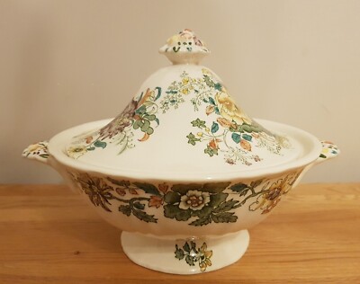 Freimaurer Patent Eisenstein China Strathmore Blumenterrine & Deckel.