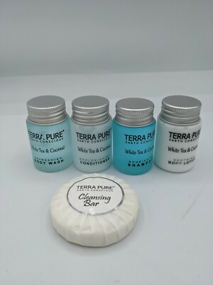 Lot Of 5 Travel Hospitality Size Terra Pure White Tea & Coconut bath kit