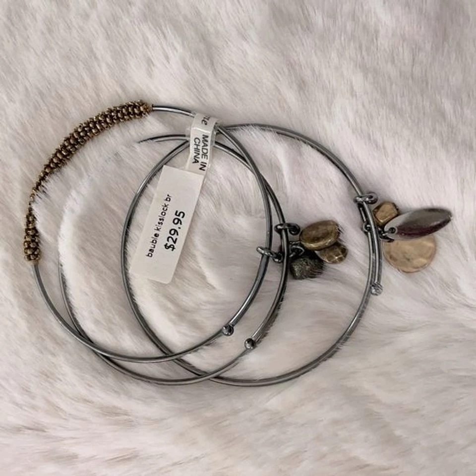 ColdWater Creek Bauble Kiss Lock Bangle Copper Plate Bead Stones Charm Bracelets - Image 3 of 4